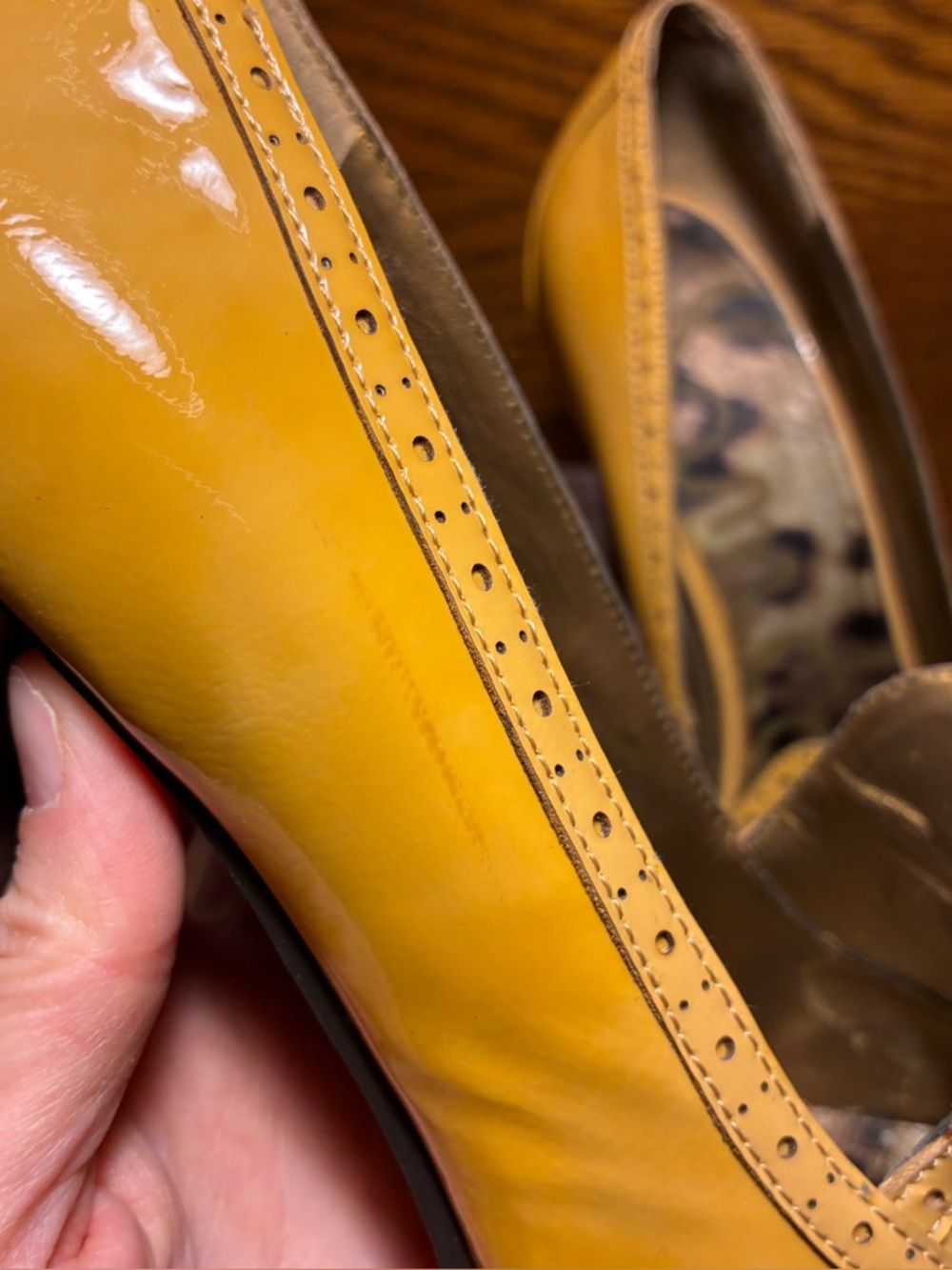 Sam Edelman Tan Patent Leather Tasseled Heeled Loafers Size 9 - Picture 14 of 15